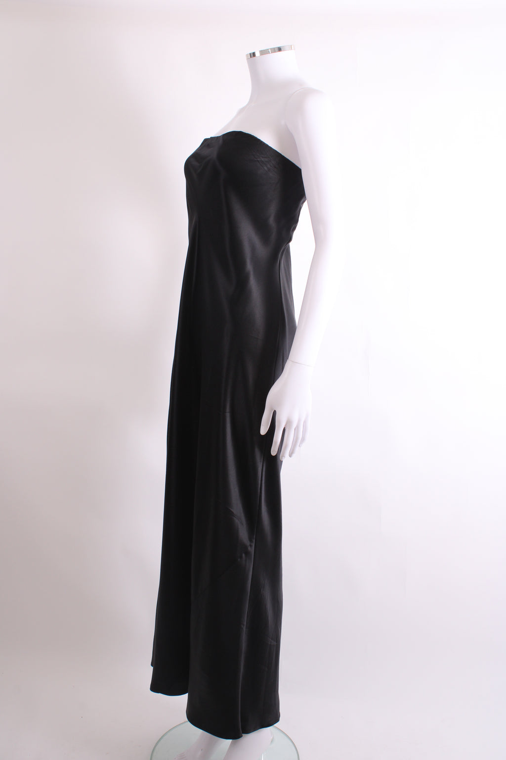 Reformation Strapless Satin Dress Black L