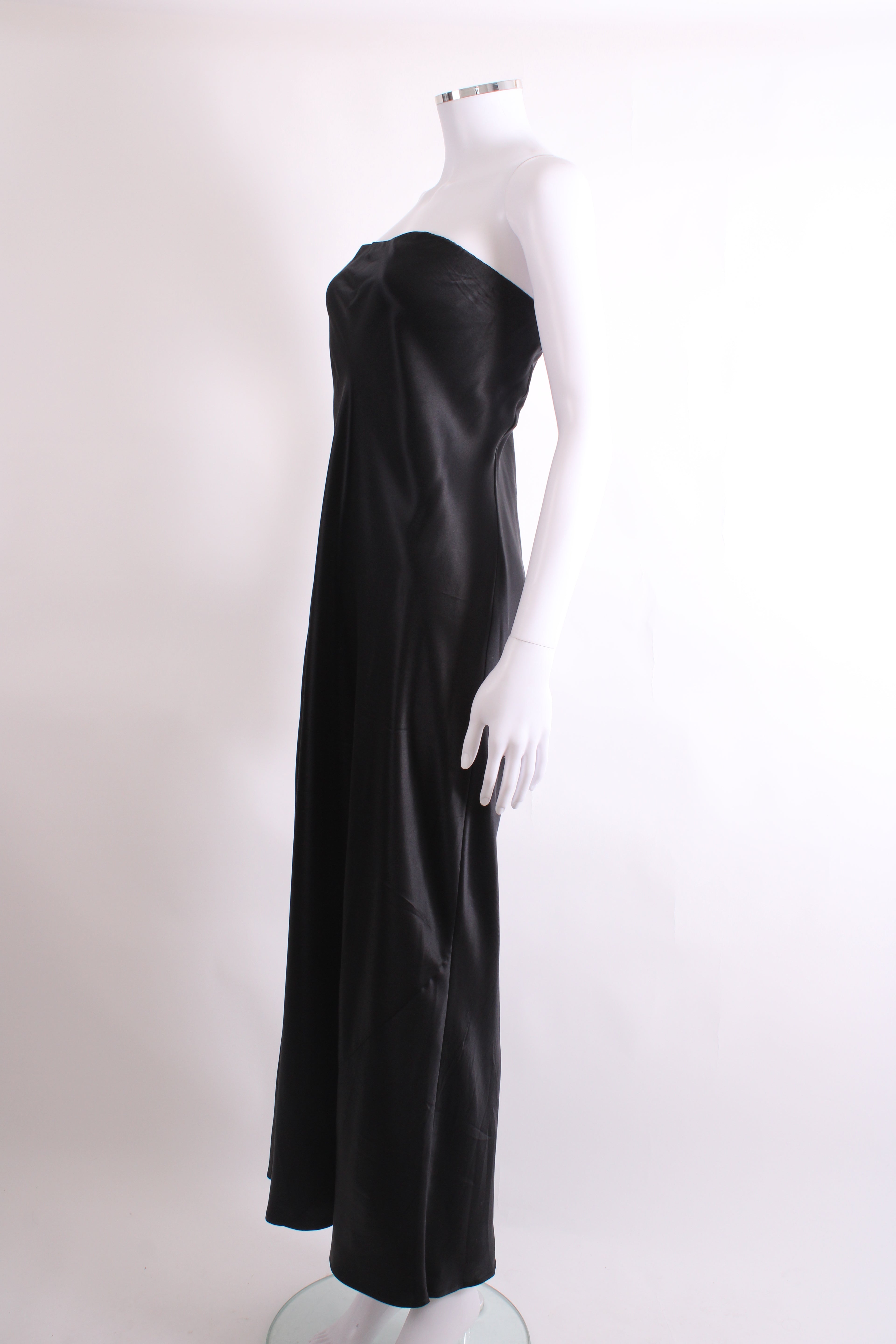 Reformation Strapless Satin Dress Black L