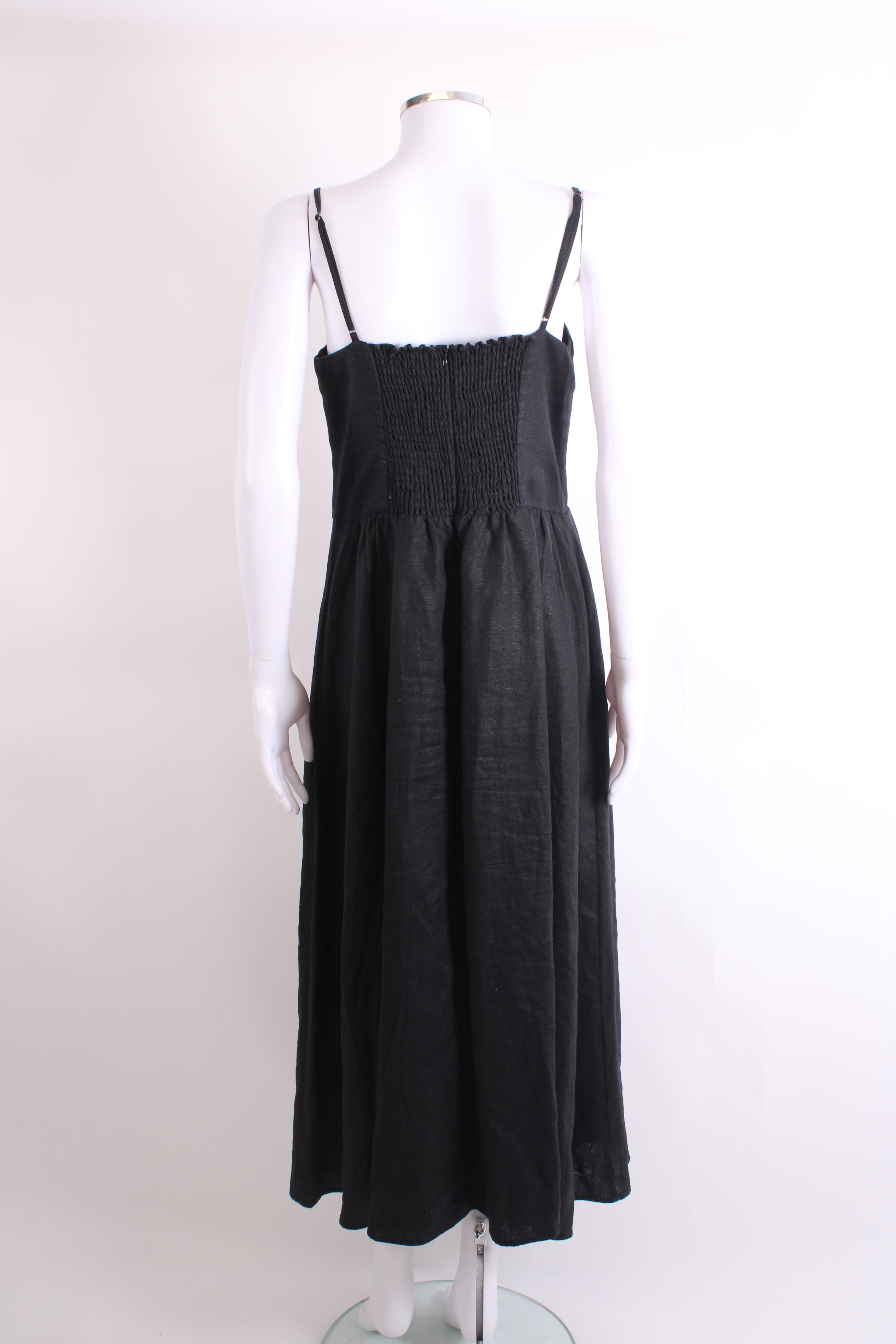 Reformation S/S Linen Dress Black 14