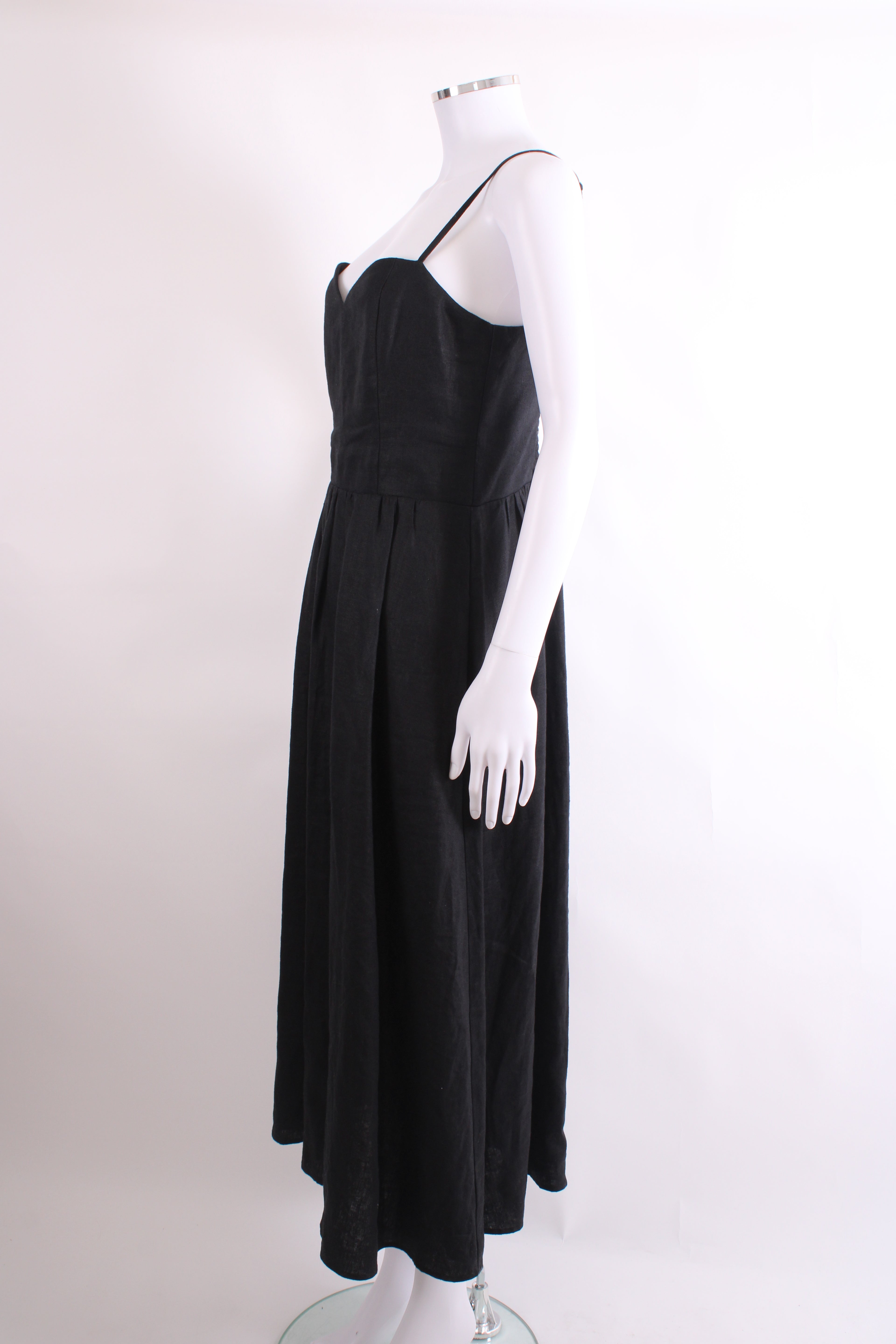 Reformation S/S Linen Dress Black 14