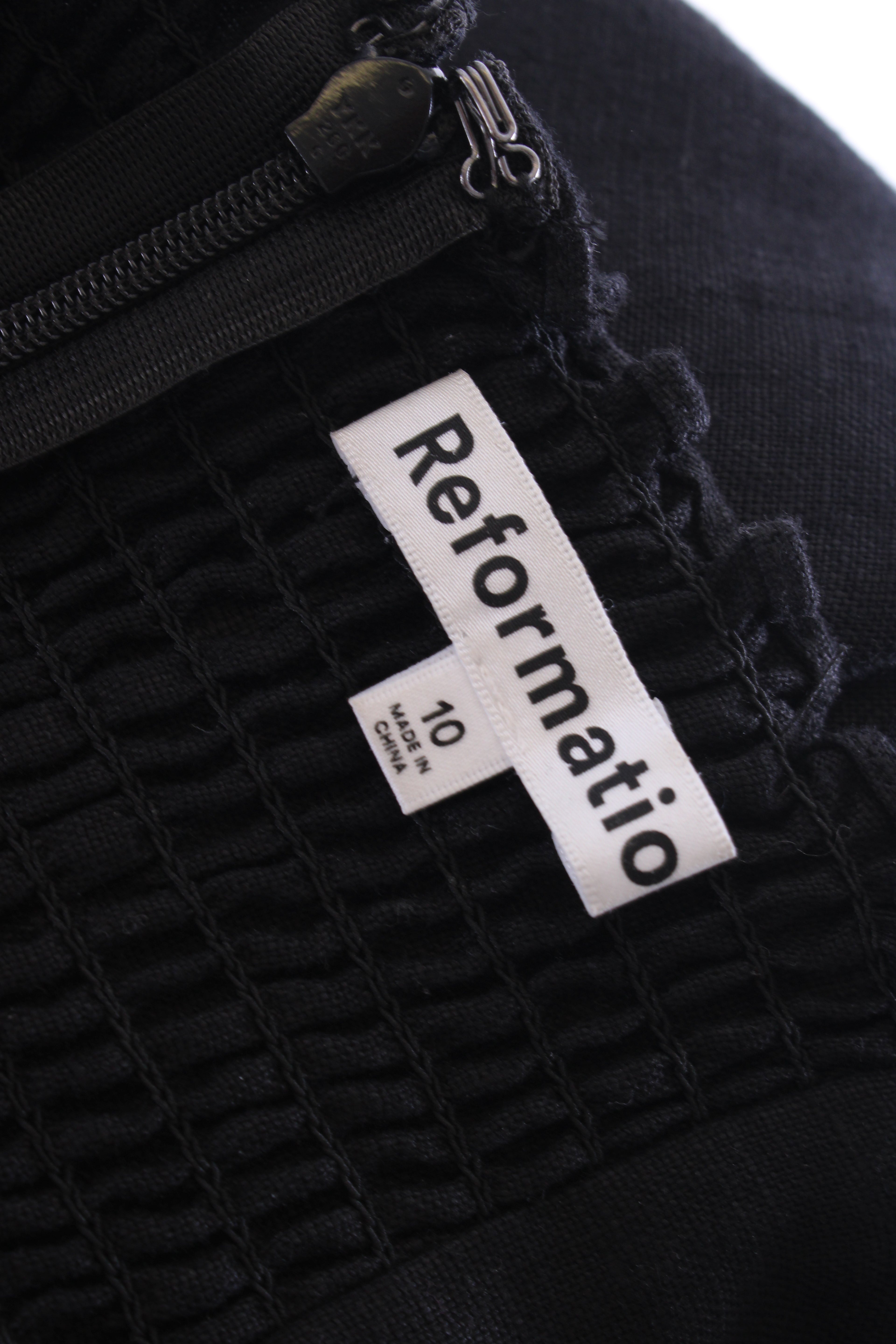 Reformation S/S Linen Dress Black 14
