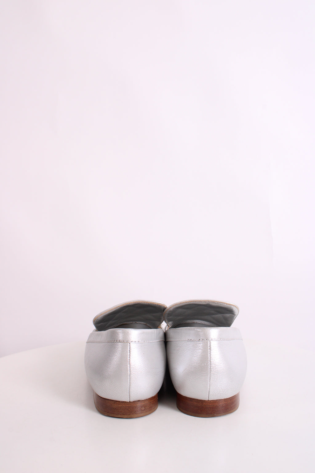 Chanel CC Loafers Silver 40