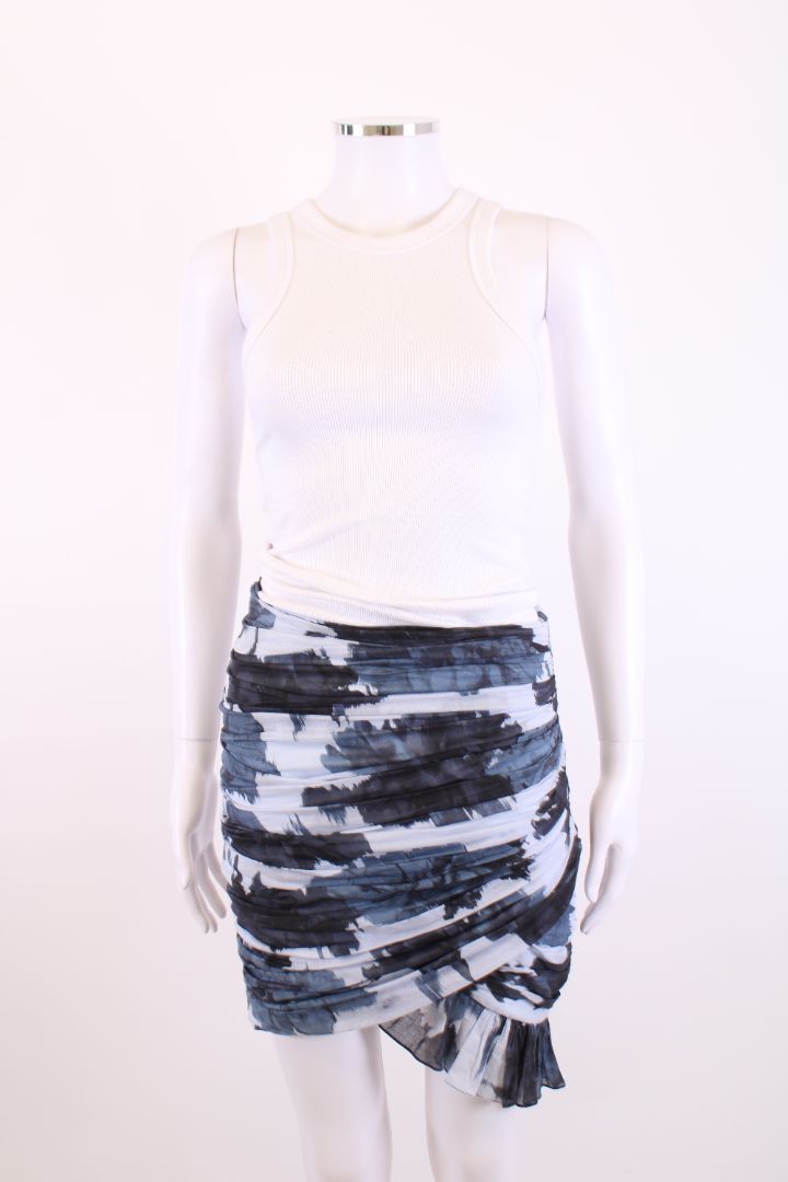 Alexandre Vauthier Print Ruched Skirt Blue/ Navy 10