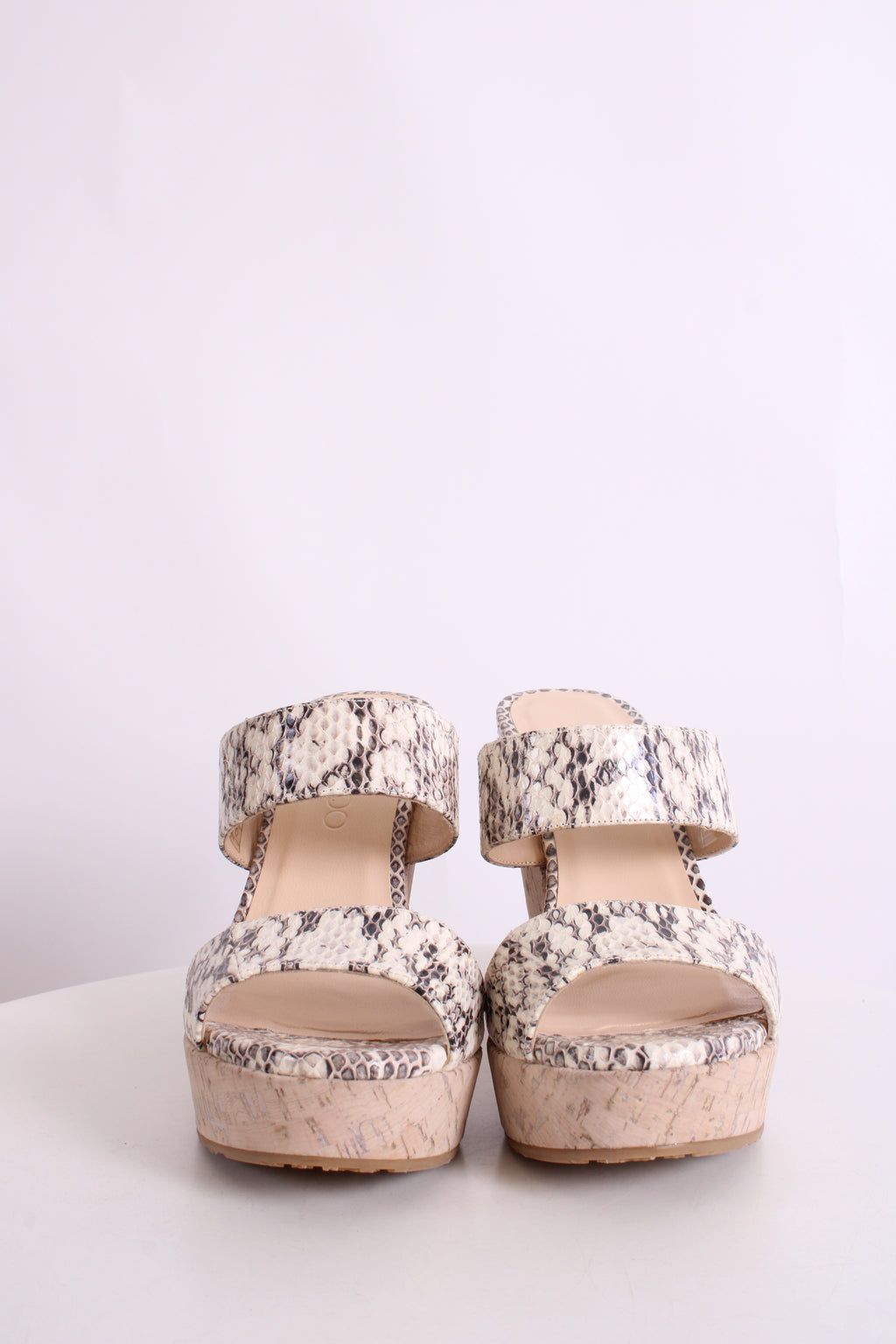 Jimmy Choo Snake Print Cork Wedges White/ Grey 37