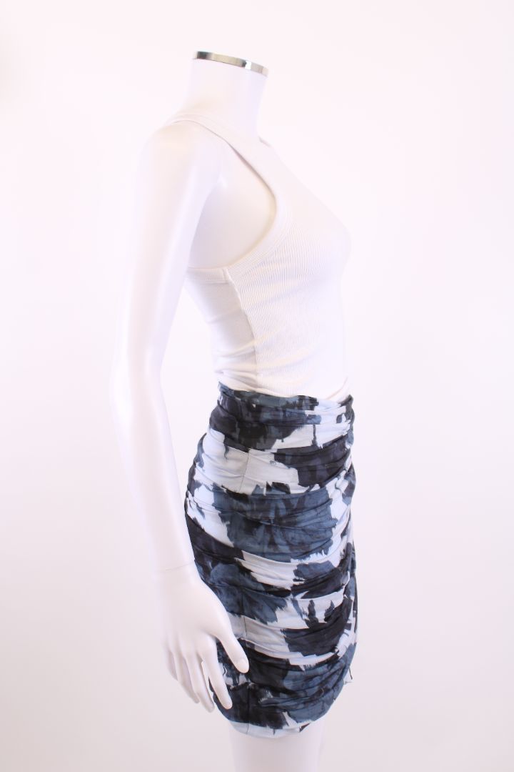 Alexandre Vauthier Print Ruched Skirt Blue/ Navy 10