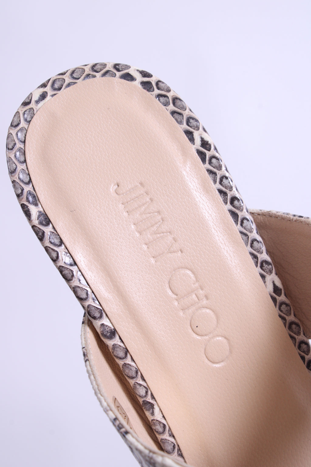 Jimmy Choo Snake Print Cork Wedges White/ Grey 37
