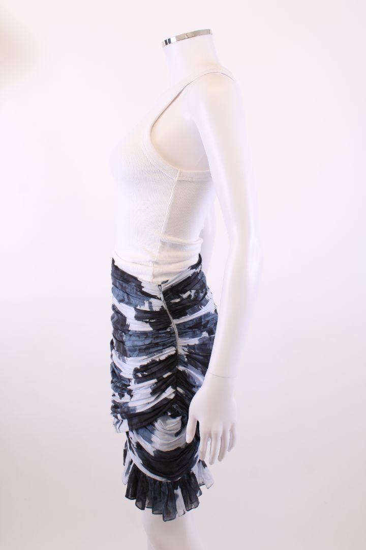 Alexandre Vauthier Print Ruched Skirt Blue/ Navy 10