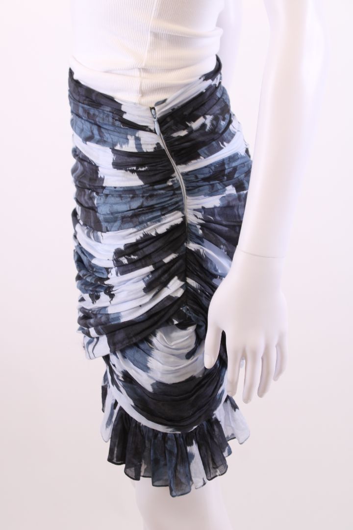 Alexandre Vauthier Print Ruched Skirt Blue/ Navy 10