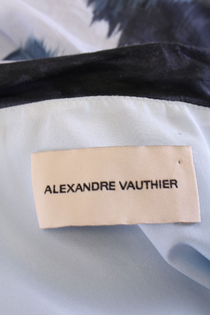 Alexandre Vauthier Print Ruched Skirt Blue/ Navy 10