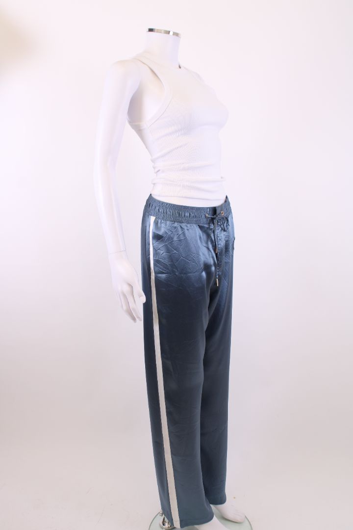 Celine Stripe Side Silk Trousers Blue/ White 10