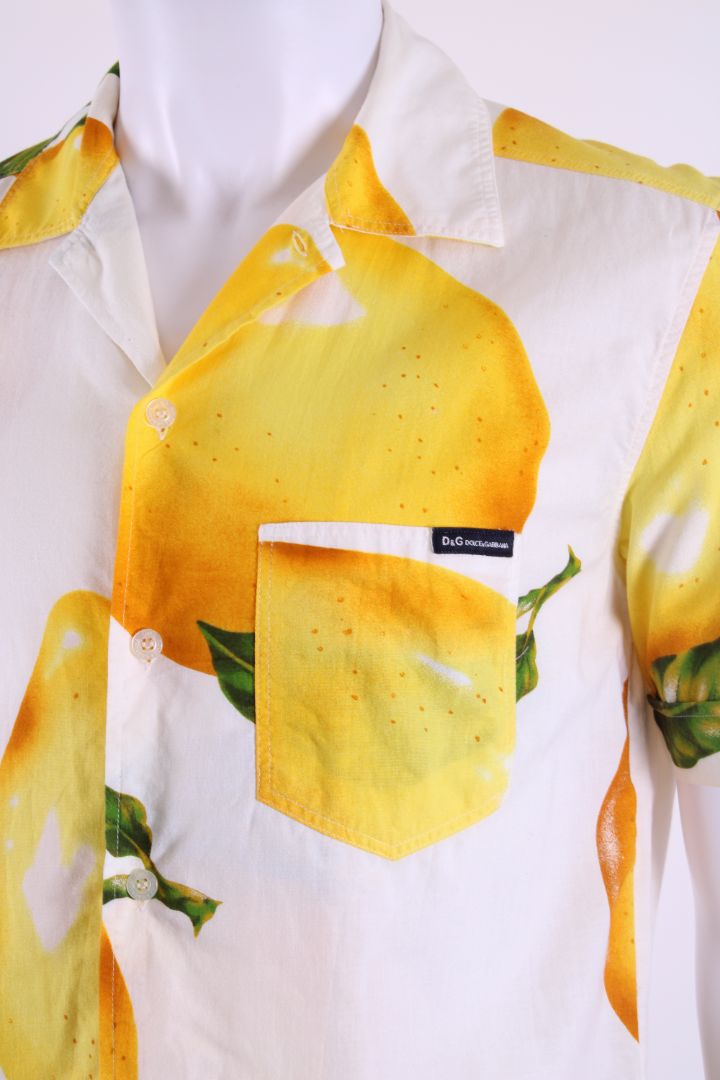 D&G S/S Lemon Print Shirt White/ Yellow M