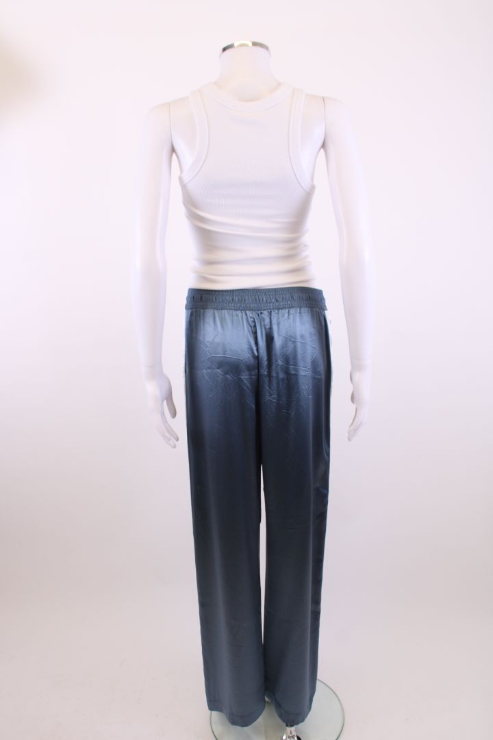 Celine Stripe Side Silk Trousers Blue/ White 10