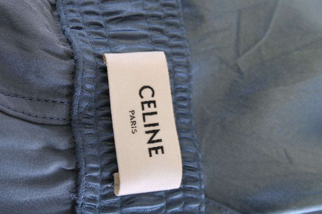 Celine Stripe Side Silk Trousers Blue/ White 10