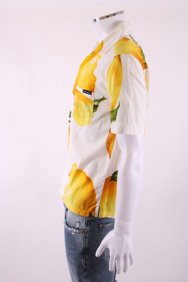 D&G S/S Lemon Print Shirt White/ Yellow M