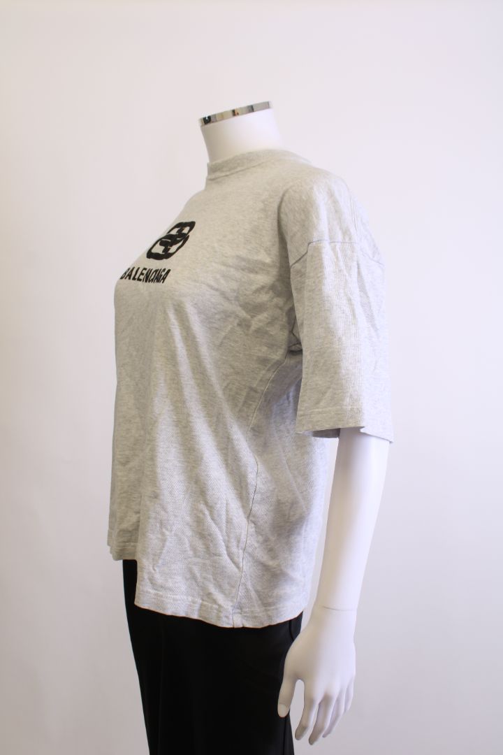 Balenciaga Logo T-Shirt Grey/ Black S