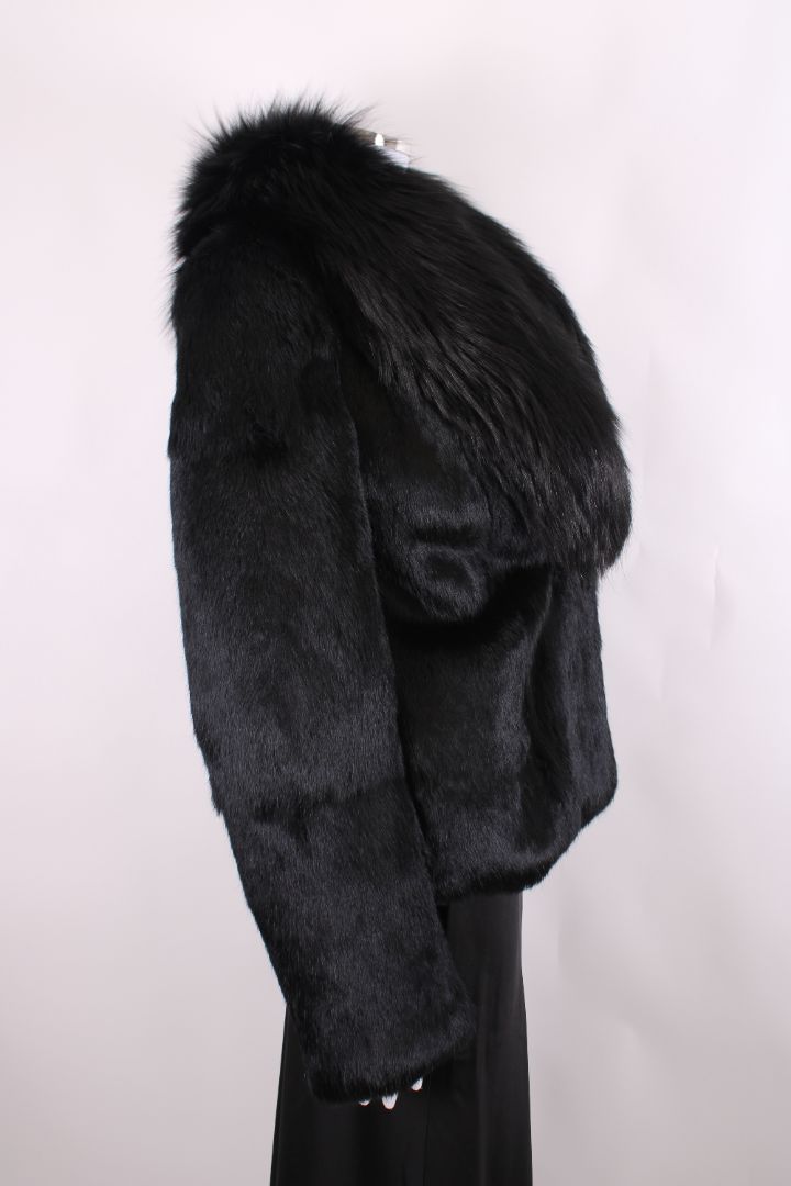 Dolce & Gabbana Rabbit and fox fur crop jacket Black S