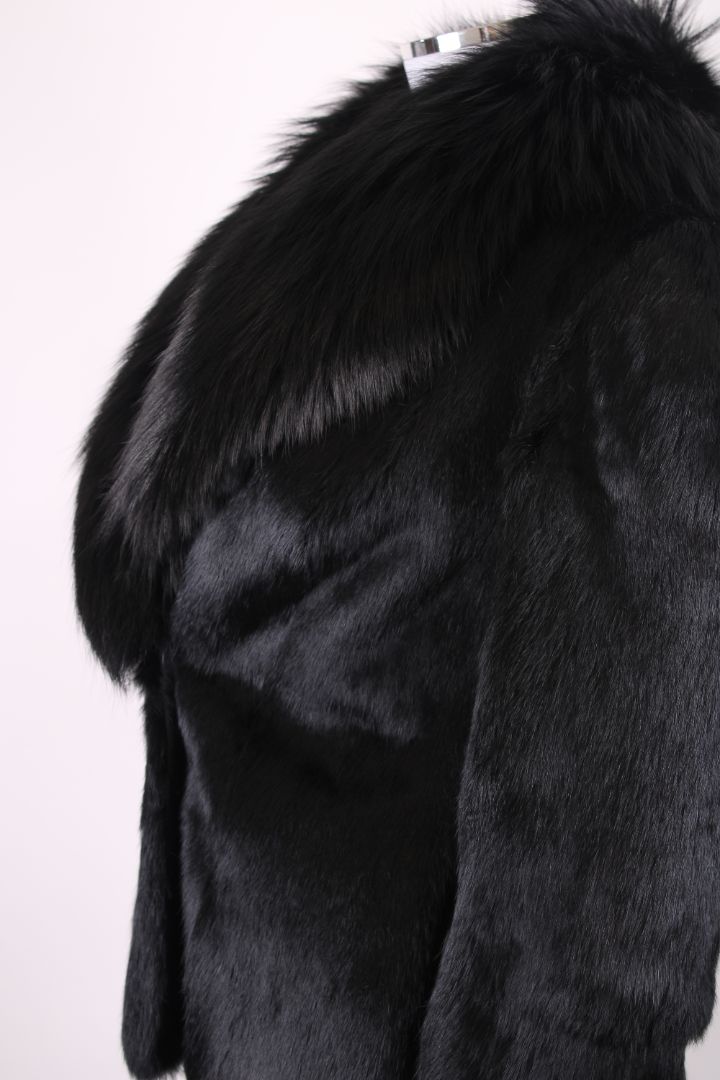 Dolce & Gabbana Rabbit and fox fur crop jacket Black S