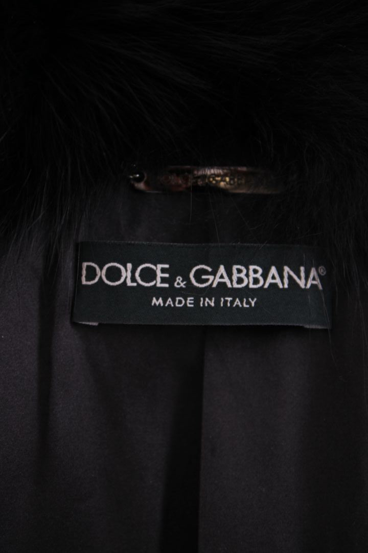 Dolce & Gabbana Rabbit and fox fur crop jacket Black S