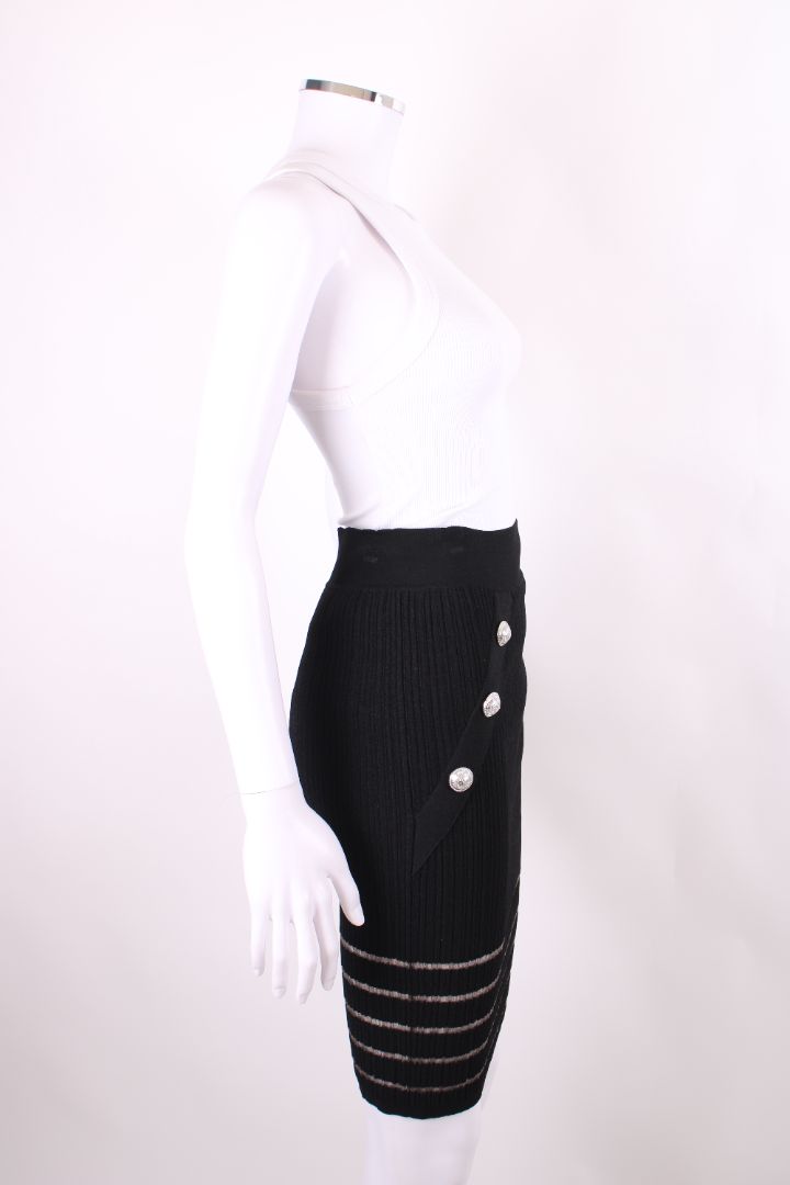 Balmain Knit Skirt Black & Grey S
