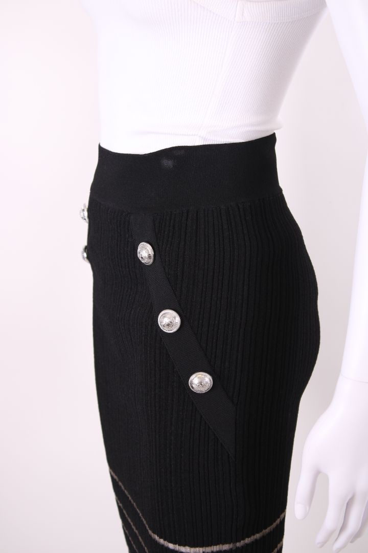 Balmain Knit Skirt Black & Grey S