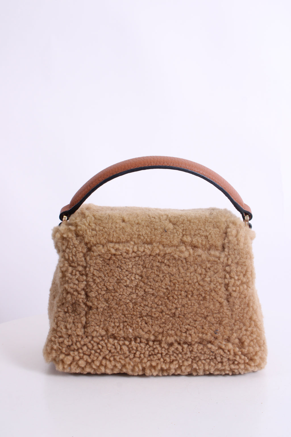 Strathberry Shearling Mosaic Nano Bag Tan