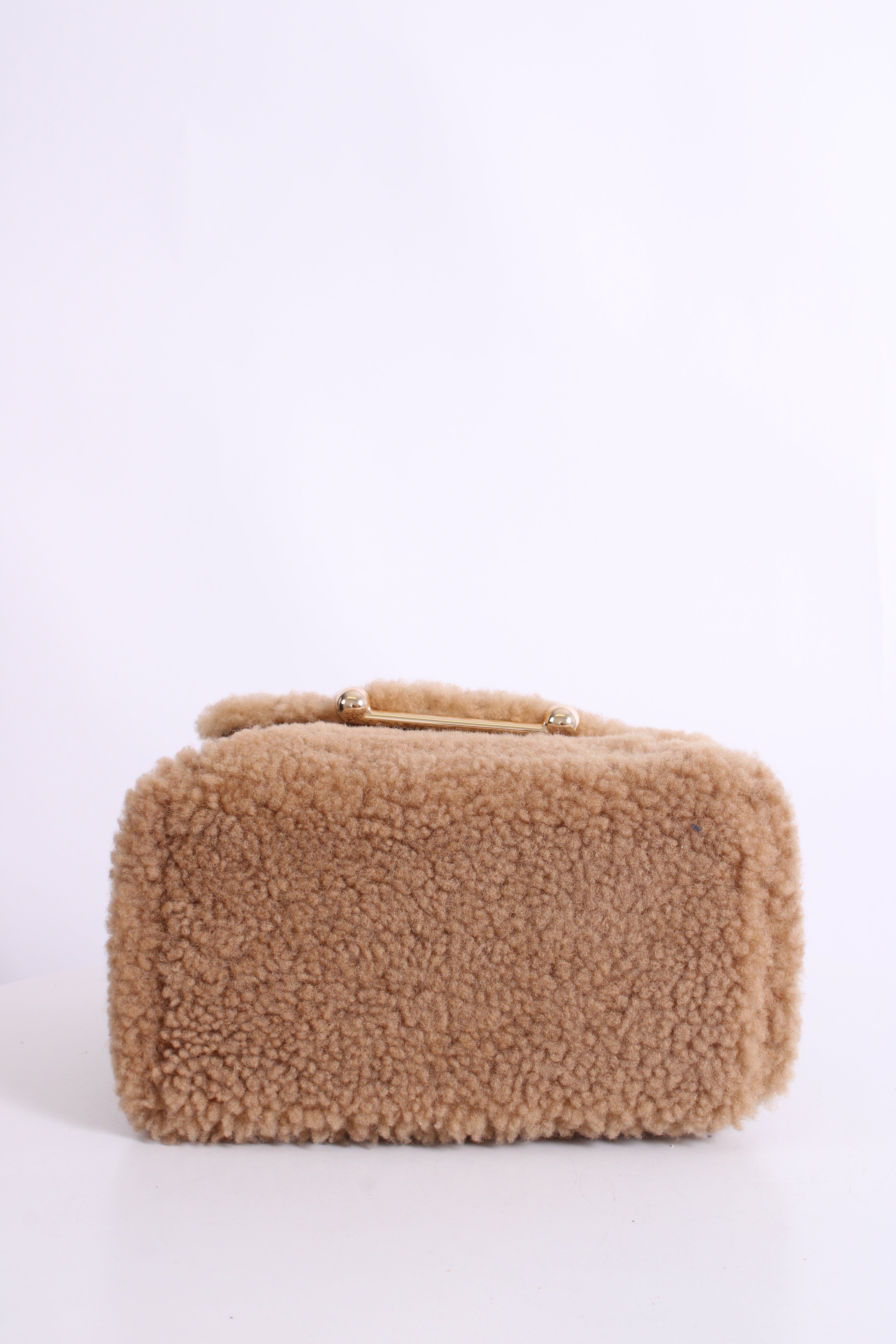 Strathberry Shearling Mosaic Nano Bag Tan