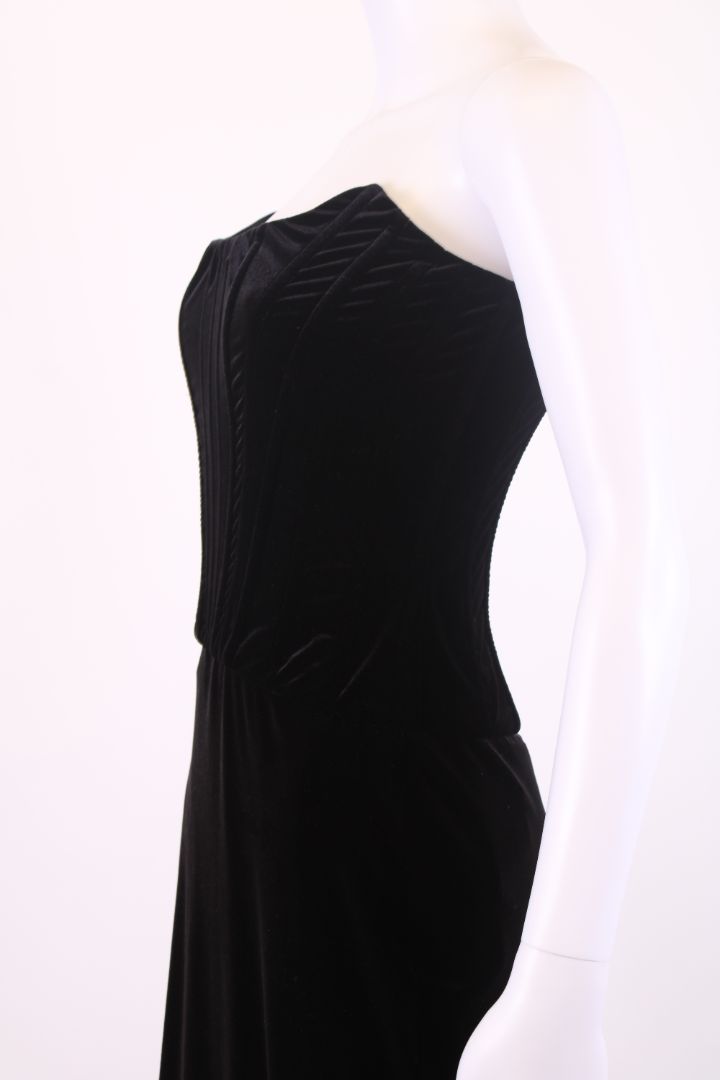Dolce & Gabbana Strapless Velvet Corset Midi Dress Black 10