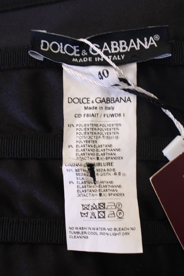 Dolce & Gabbana Strapless Velvet Corset Midi Dress Black 10