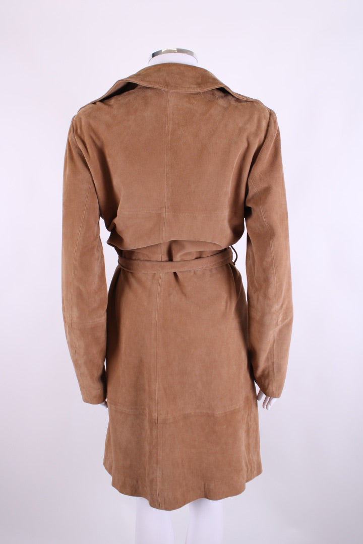 Oui Suede Trench Coat Tan 12