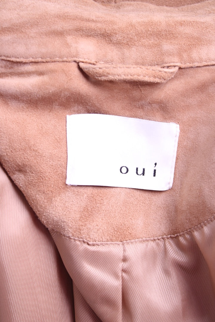 Oui Suede Trench Coat Tan 12