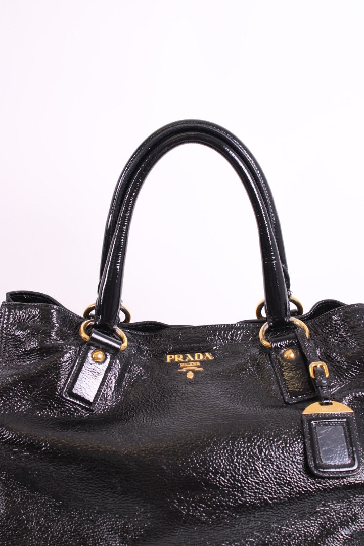 Prada Medium Bauletto Bag Patent Black Medium