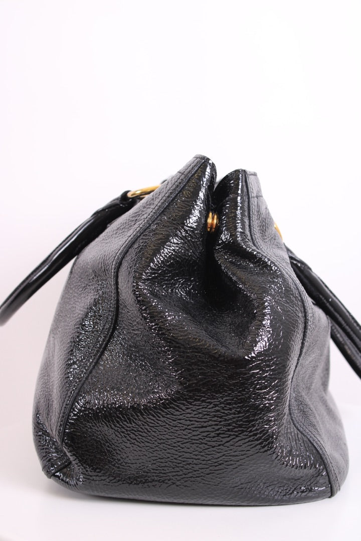 Prada Medium Bauletto Bag Patent Black Medium