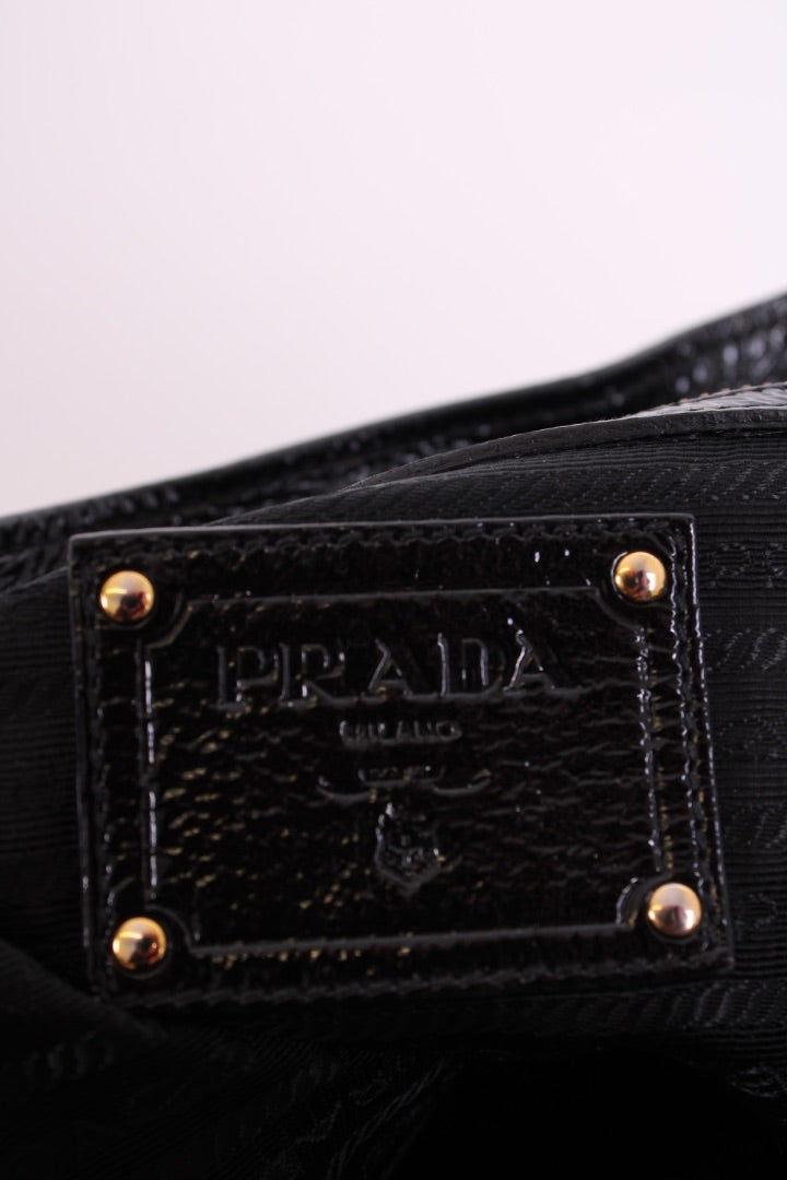Prada Medium Bauletto Bag Patent Black Medium