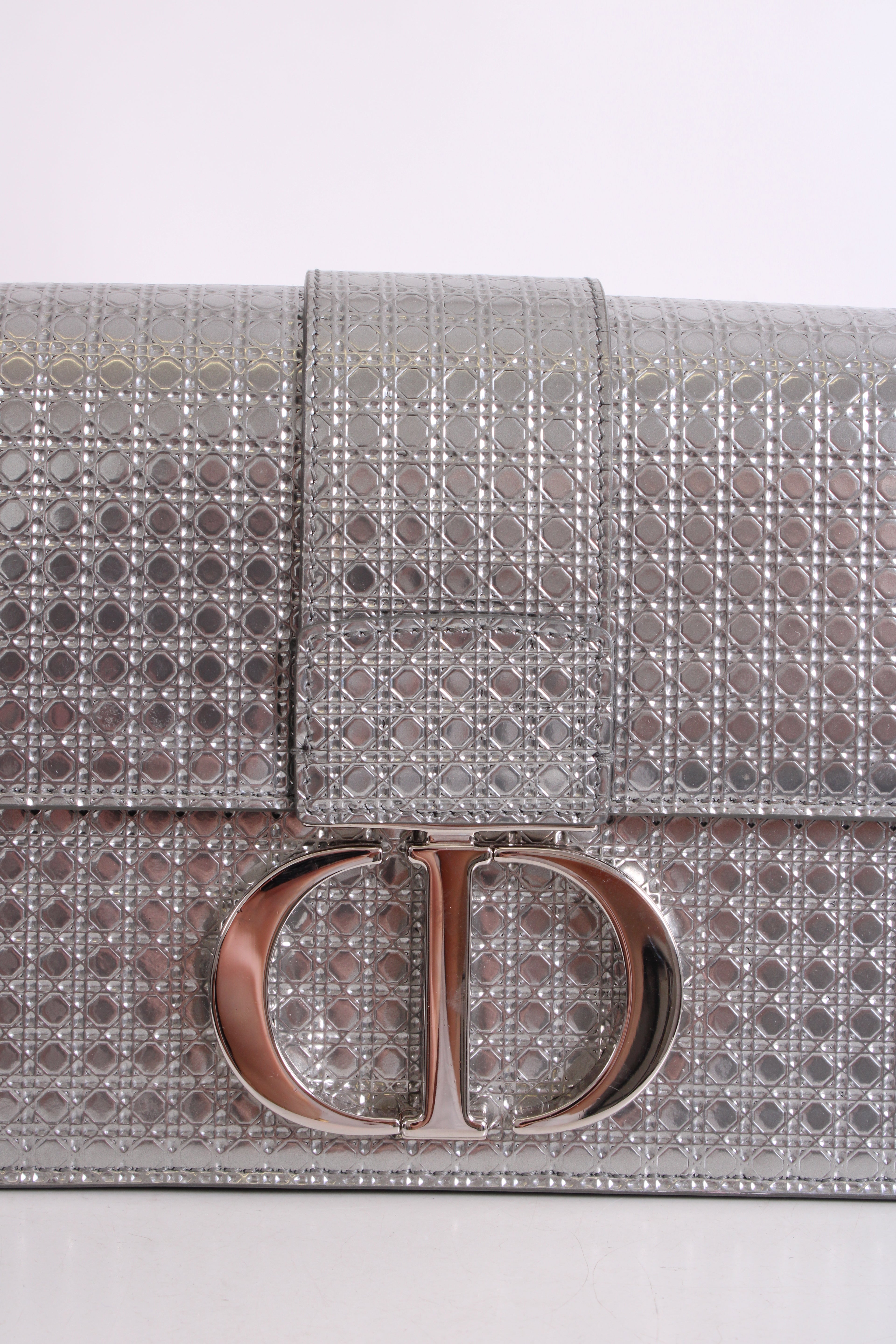 Christian Dior Cannage Montaigne Handbag Silver
