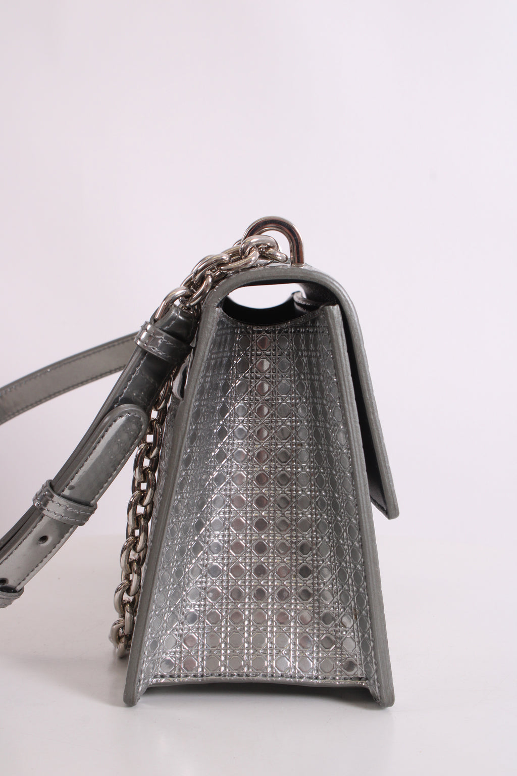 Christian Dior Cannage Montaigne Handbag Silver