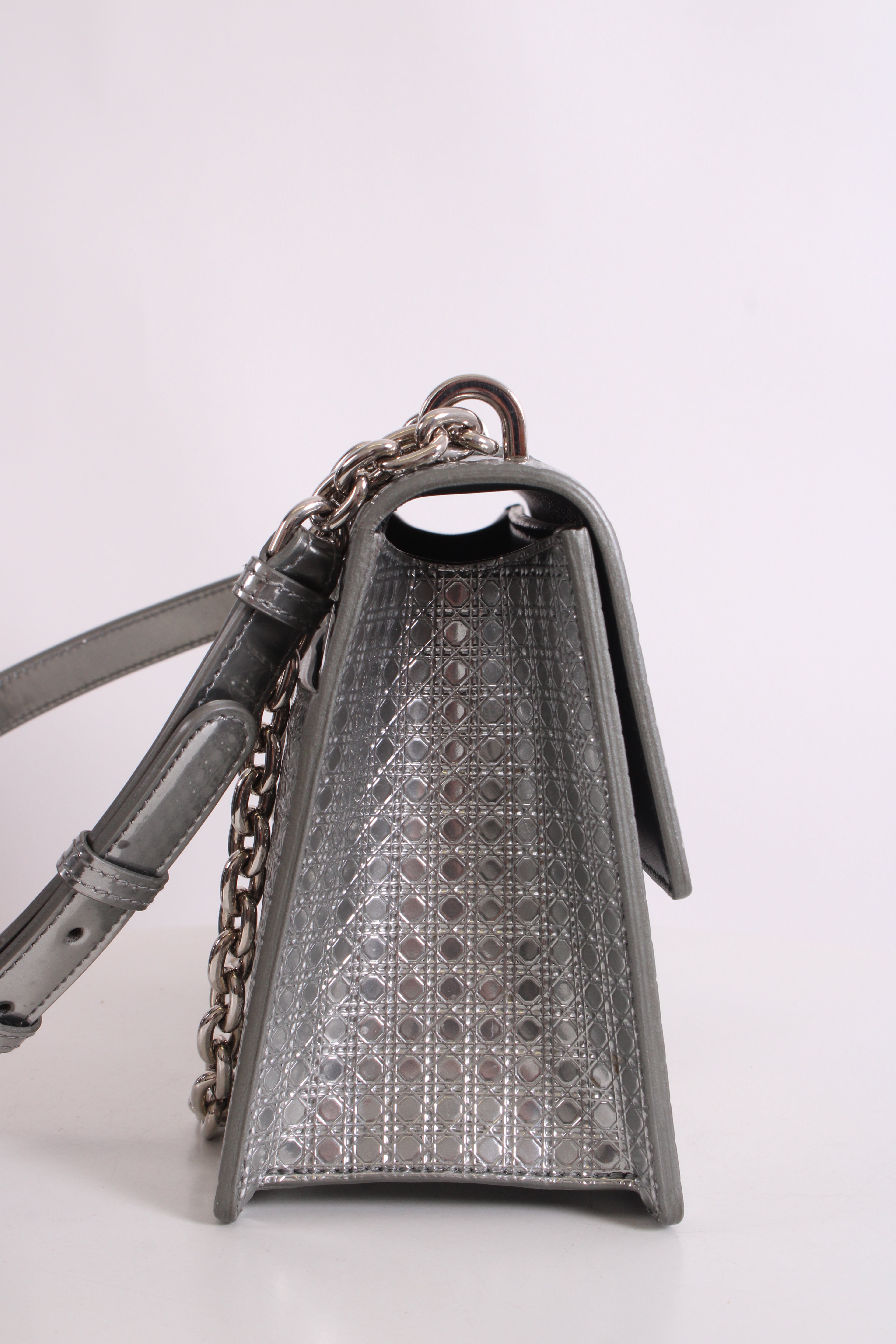 Christian Dior Cannage Montaigne Handbag Silver