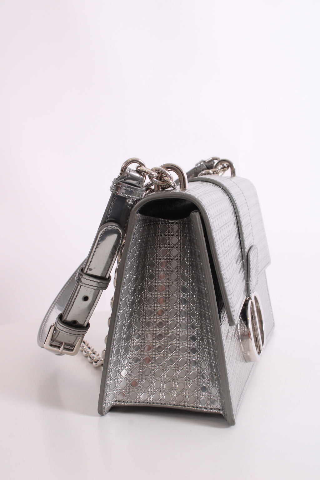 Christian Dior Cannage Montaigne Handbag Silver