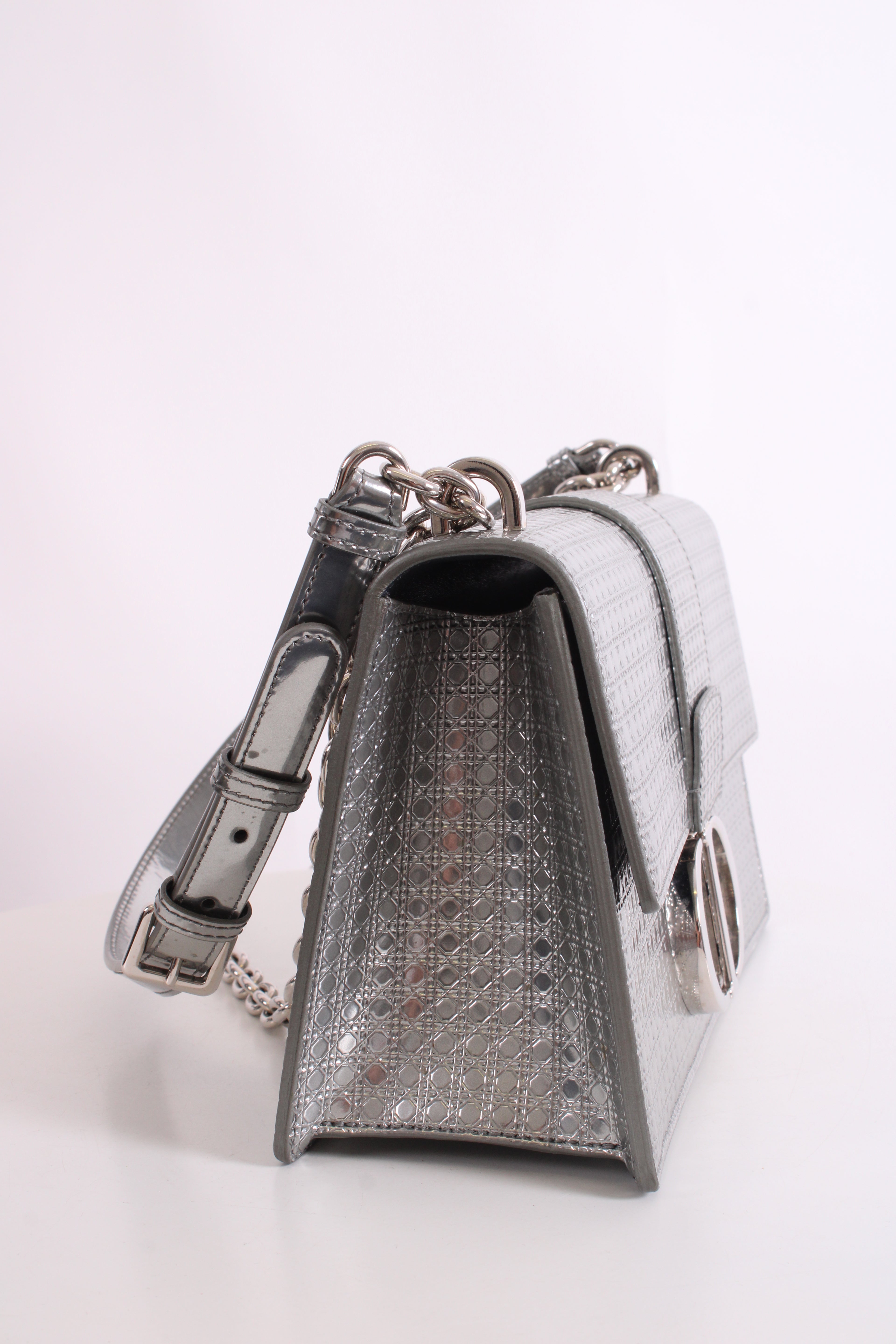 Christian Dior Cannage Montaigne Handbag Silver