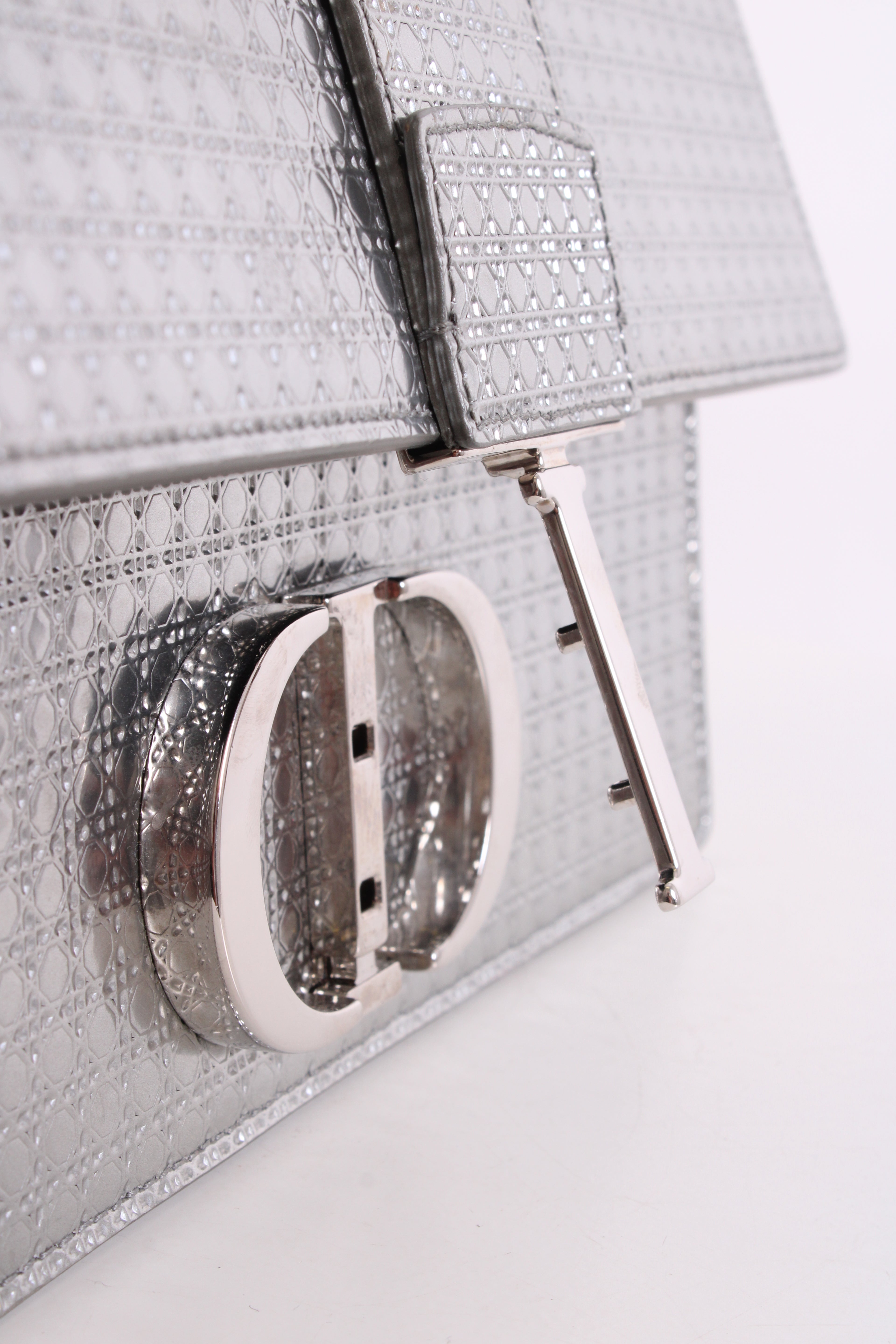 Christian Dior Cannage Montaigne Handbag Silver