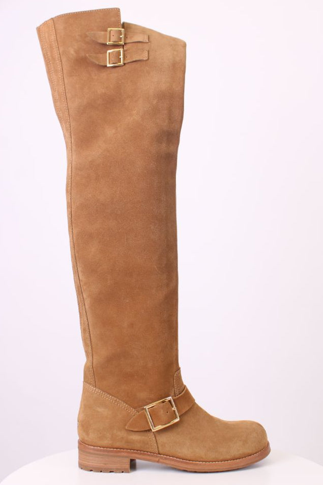 Jimmy Choo Suede flat knee high boots Light brown 39