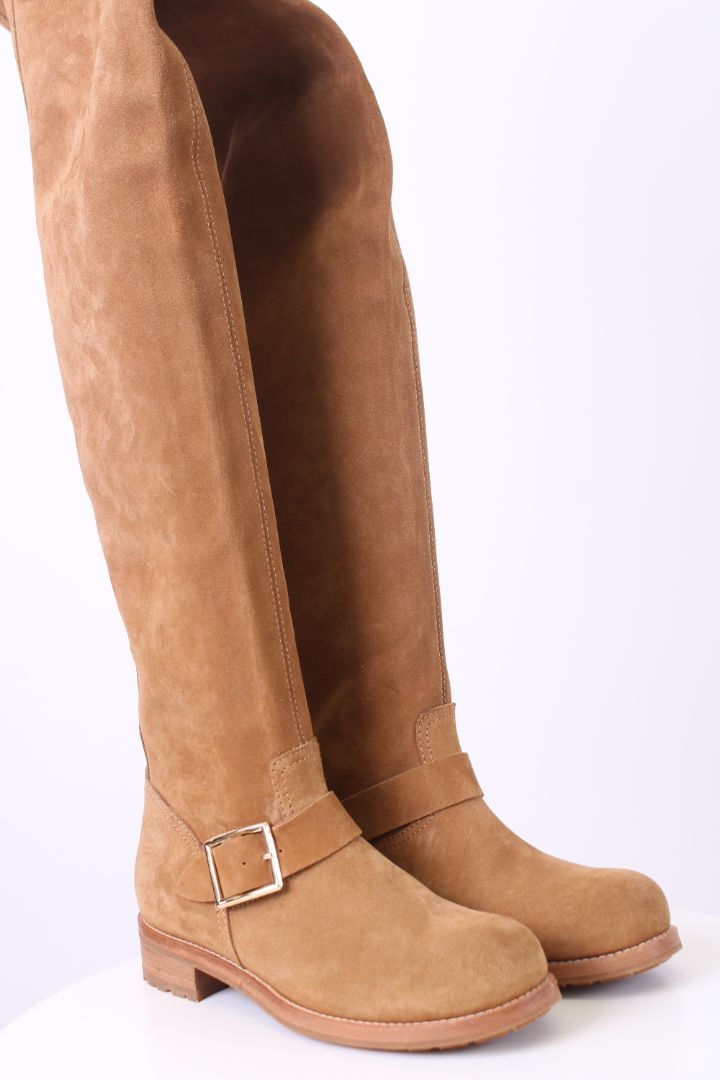 Jimmy Choo Suede flat knee high boots Light brown 39