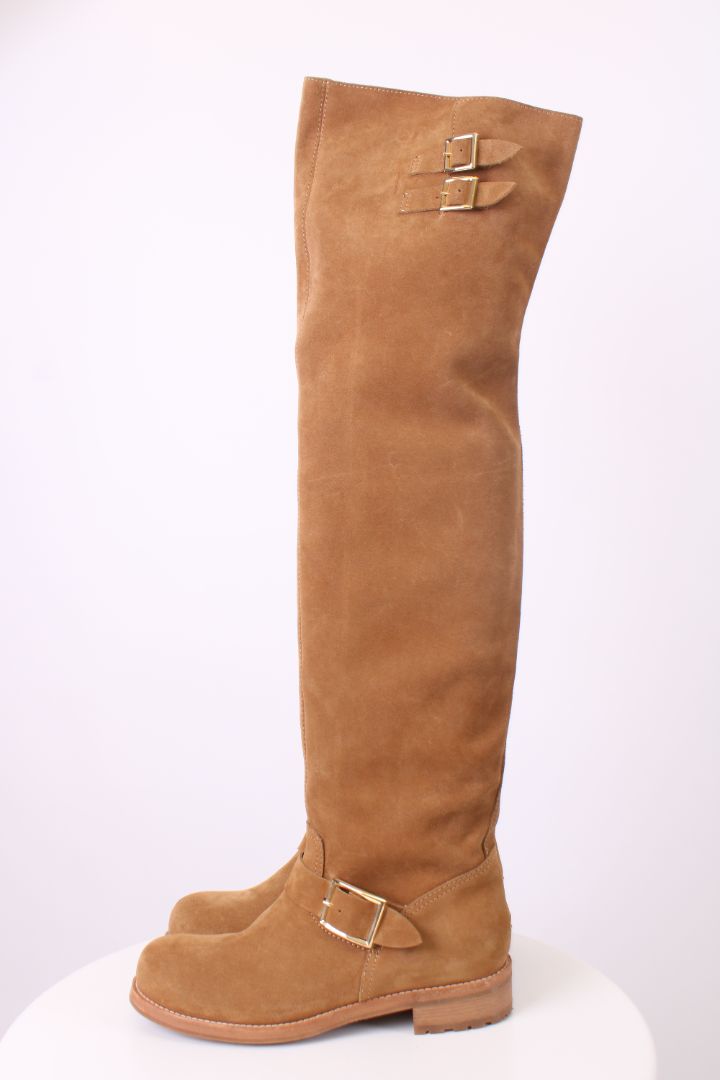 Jimmy Choo Suede flat knee high boots Light brown 39