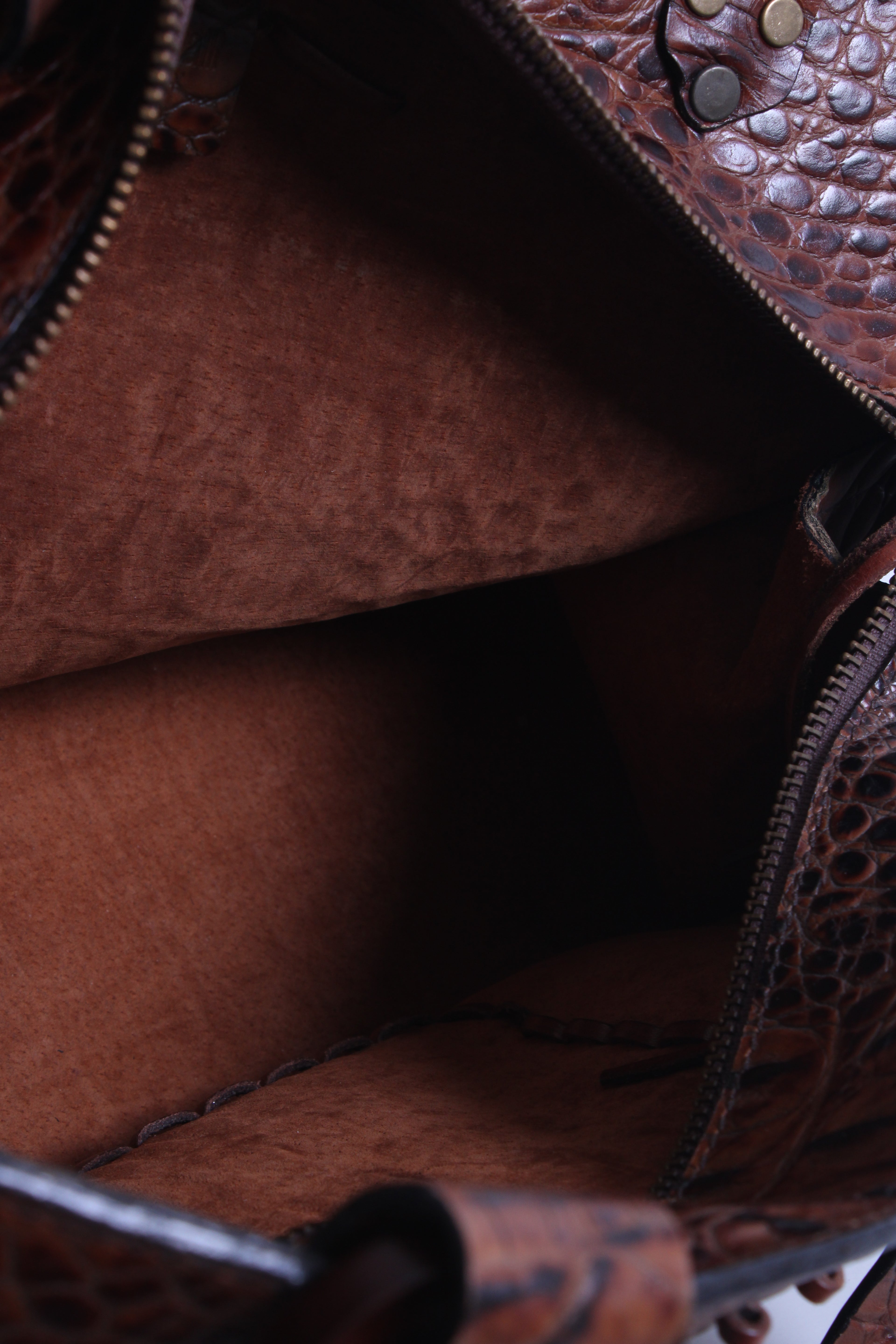 Roberto Cavalli Crocodile Embossed Handbag Tan