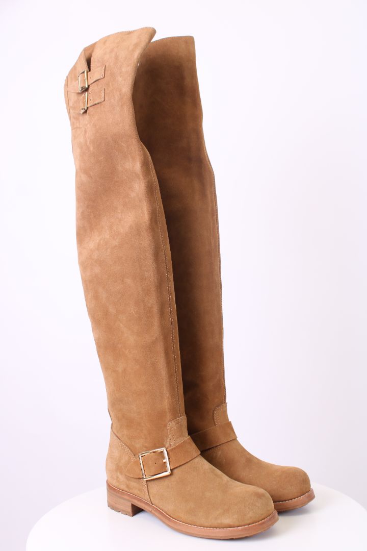 Jimmy Choo Suede flat knee high boots Light brown 39