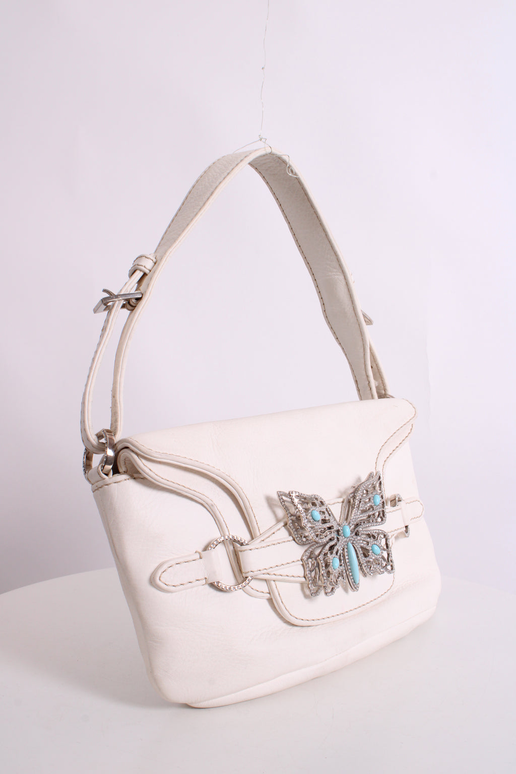 Valentino Butterfly Embellished Leather small bag Cream