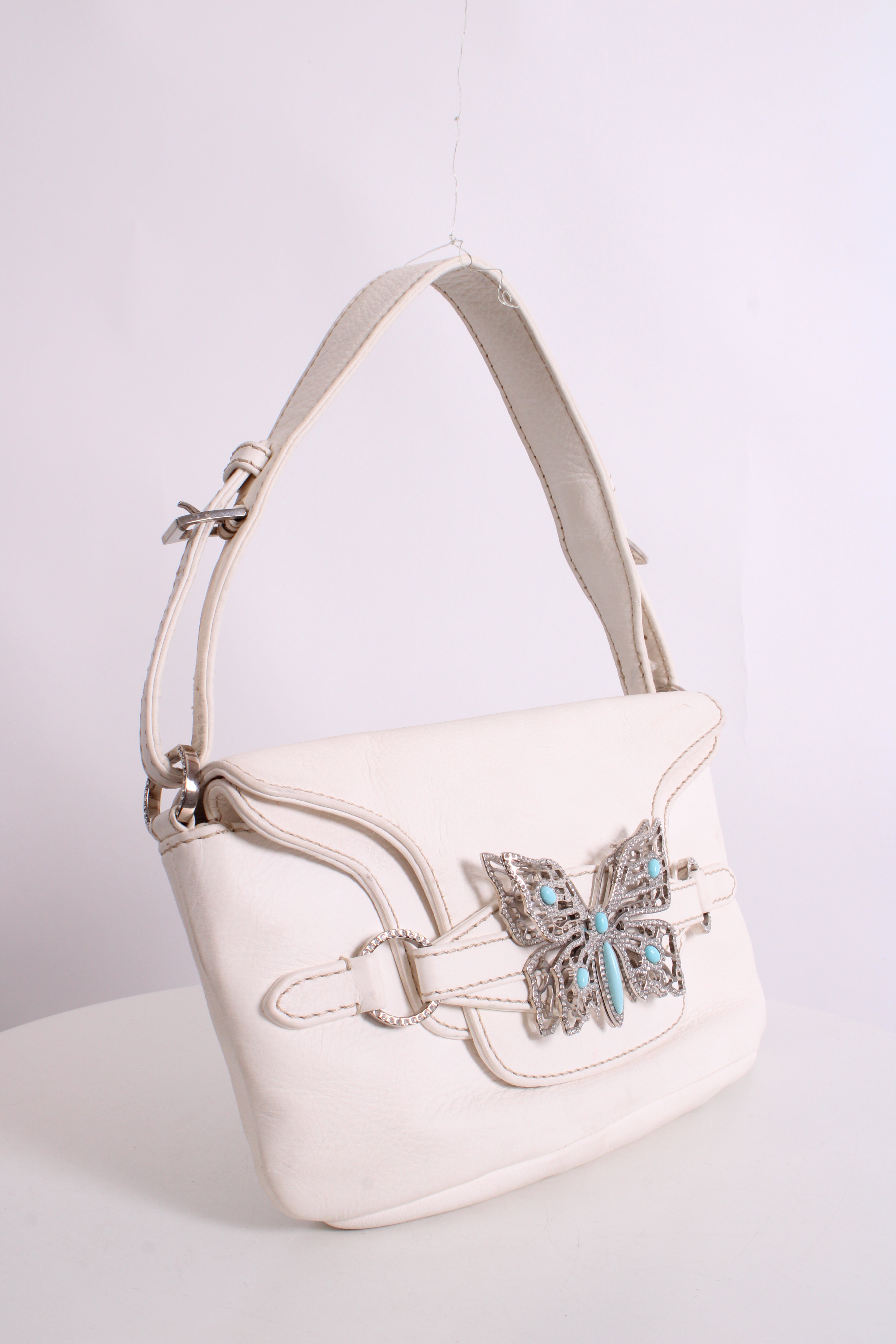 Valentino Butterfly Embellished Leather small bag Cream