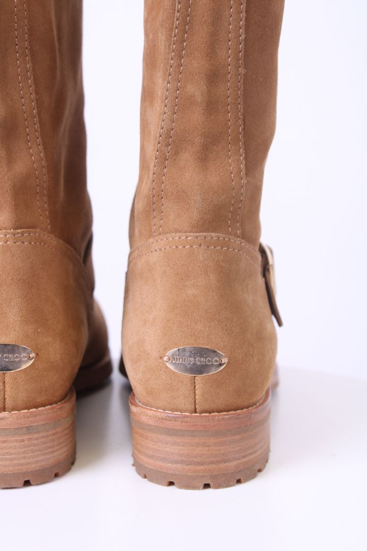 Jimmy Choo Suede flat knee high boots Light brown 39