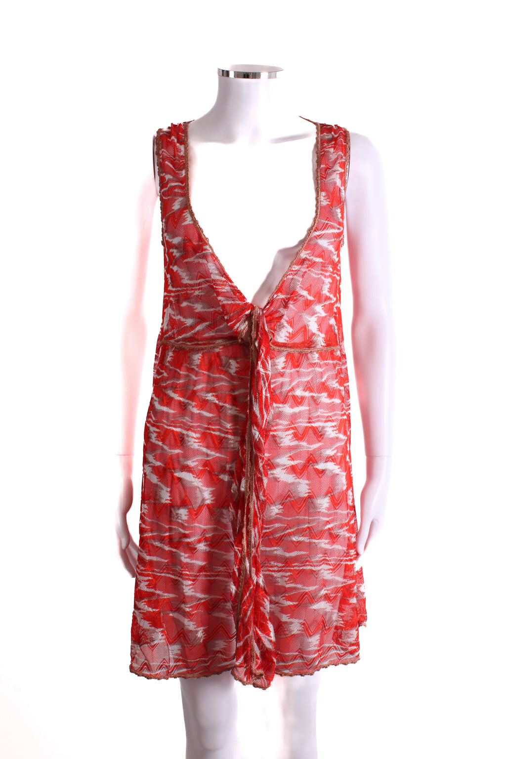 Missoni Mare S/S Knit Tunic Dress Red/ White 12