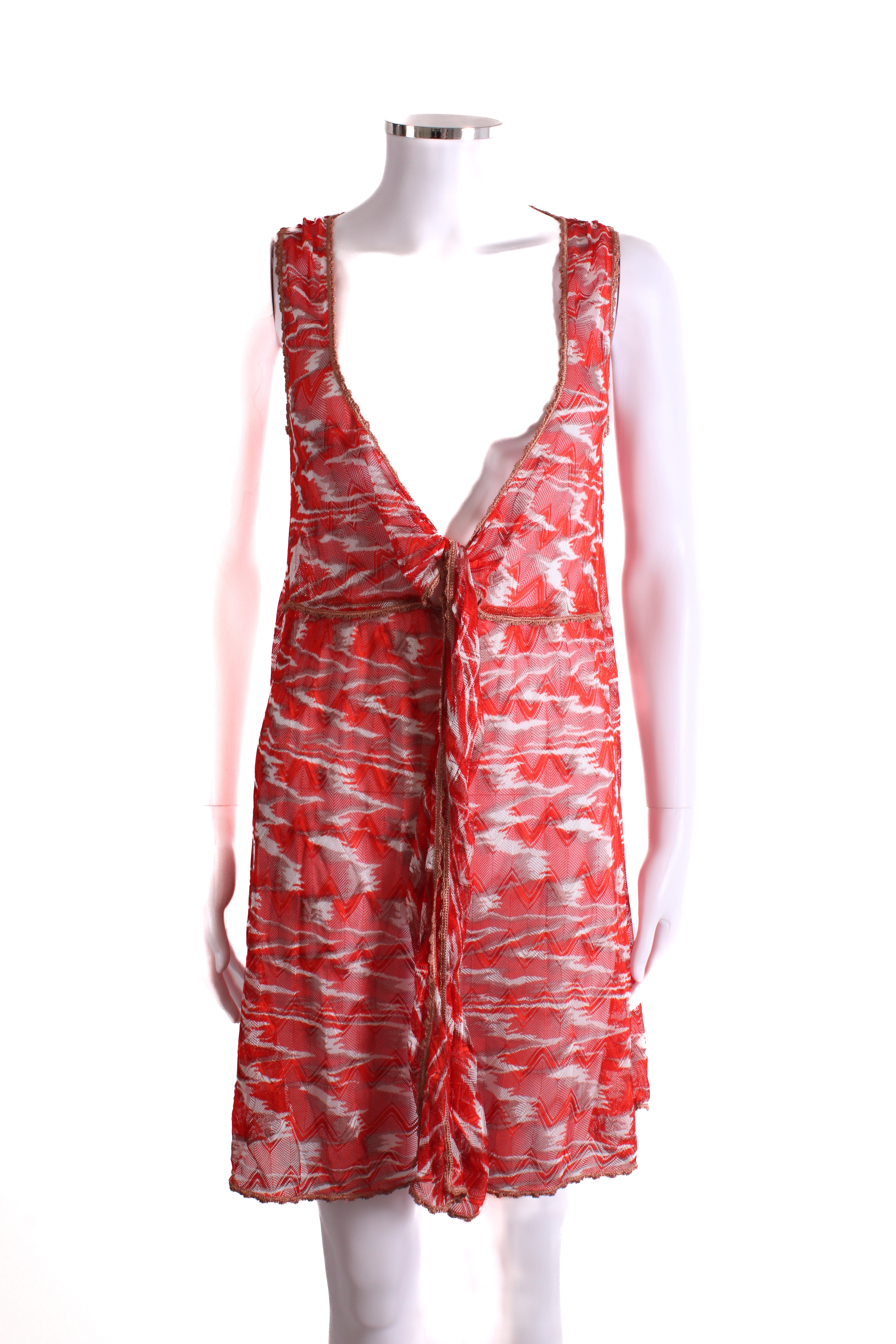 Missoni Mare S/S Knit Tunic Dress Red/ White 12