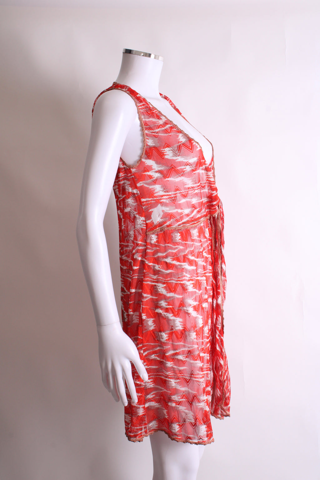 Missoni Mare S/S Knit Tunic Dress Red/ White 12